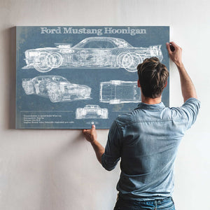 Ford Mustang Hoonigan Vintage Blueprint Auto Print