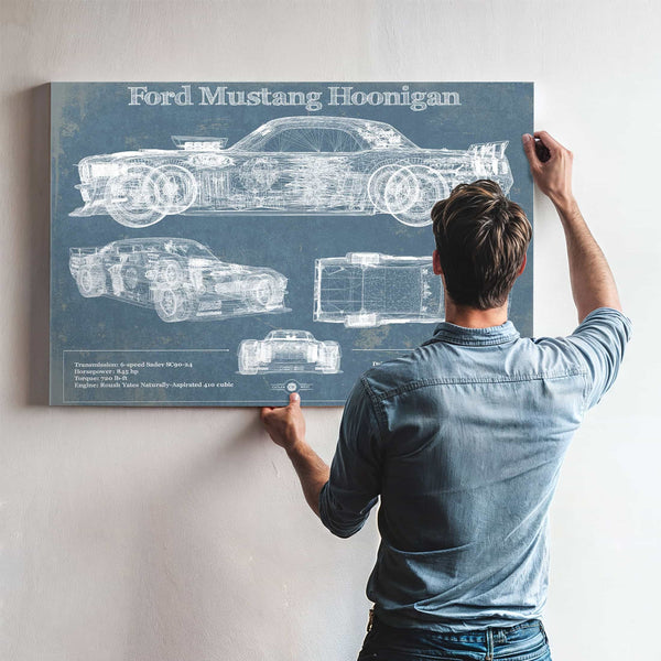 Ford Mustang Hoonigan Vintage Blueprint Auto Print