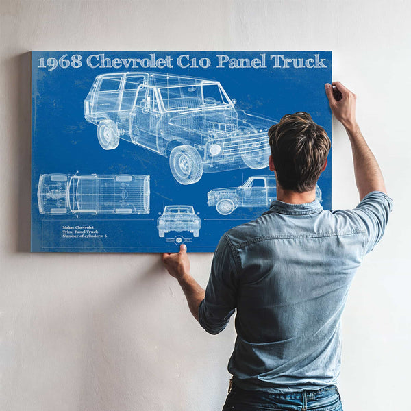 1968 Chevy C10 Pickup Panel Truck Vintage Blueprint