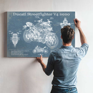 Ducati Streetfighter V4 2020 Blueprint Motorcycle Patent Print