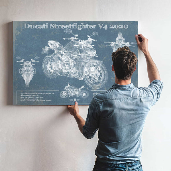 Ducati Streetfighter V4 2020 Blueprint Motorcycle Patent Print