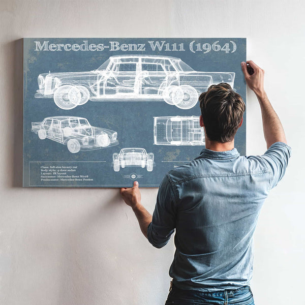 Mercedes Benz 220S W111 (1964) Blueprint Vintage Auto Print