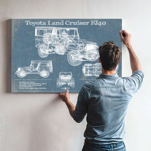 Toyota Land Cruiser FJ40 Blueprint Vintage Auto Print