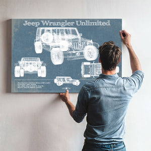 Jeep Wrangler Unlimited Vintage Blueprint Auto Print