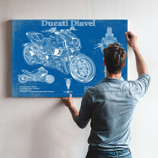 Ducati Diavel Blueprint Motorcycle Patent Print