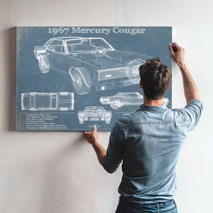 1967 Mercury Cougar Vintage Blueprint Auto Print