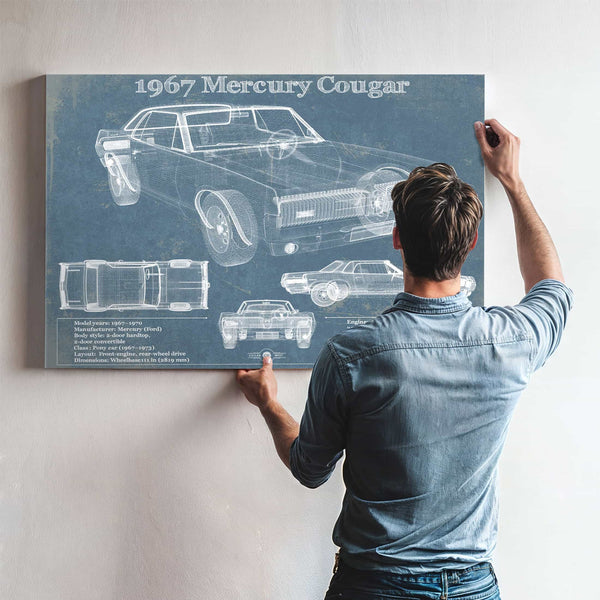 1967 Mercury Cougar Vintage Blueprint Auto Print