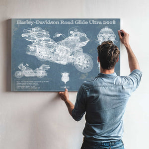 Harley-Davidson Road Glide Ultra 2018 Blueprint Motorcycle Patent Print