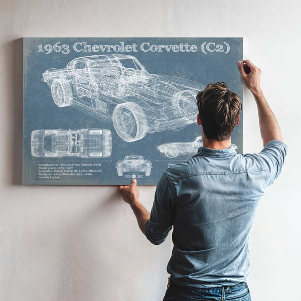 1963 Chevrolet Corvette (C2) Vintage Blueprint Auto Print