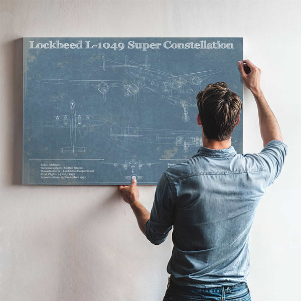 Lockheed L-1049 Super Constellation Vintage Blueprint Airplane Print