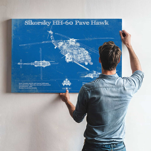 Sikorsky HH-60 Pave Hawk Vintage Aviation Blueprint Military Print