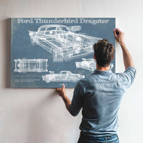 Ford Thunderbird Dragster Blueprint Vintage Auto Print