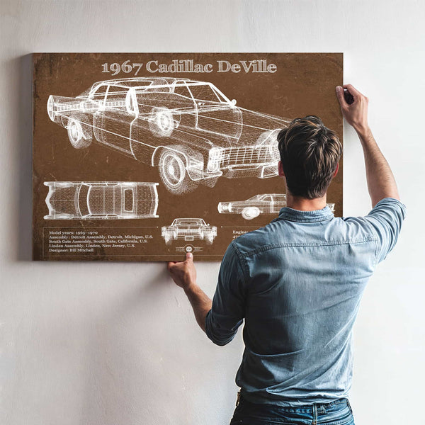 1967 Cadillac DeVille Blueprint Vintage Auto Print