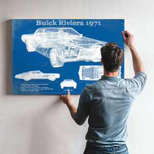 1971 Buick Riviera Blueprint Vintage Auto Print
