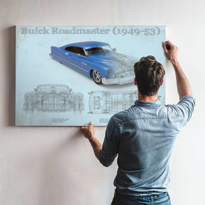Buick Roadmaster 49-53 Sports Car Blueprint Patent Original Art