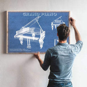 Grand Piano Musical Instrument Original Blueprint Art