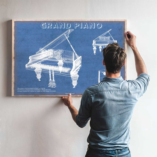 Grand Piano Musical Instrument Original Blueprint Art