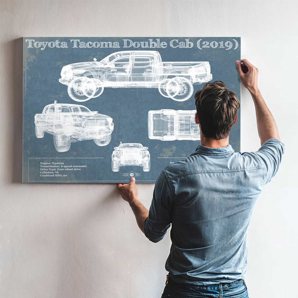 Toyota Tacoma Double Cab (2019) Vintage Blueprint Auto Print