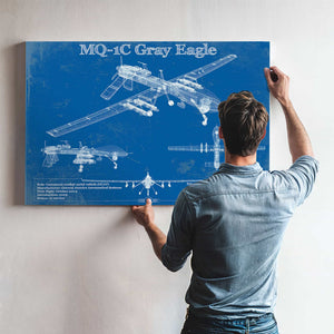 UAV MQ-1C Gray Eagle Vintage Aviation Blueprint Military Print