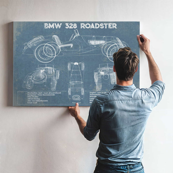BMW 328 Roadster Blueprint Vintage Auto Print