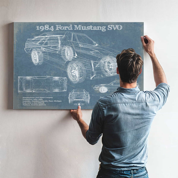 1984 Ford Mustang SVO Vintage Blueprint Auto Print