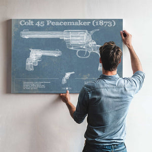 Colt 45 Peacemaker 1873 Blueprint Vintage Gun Print