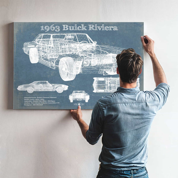 1963 Buick Riviera Vintage Blueprint Auto Print