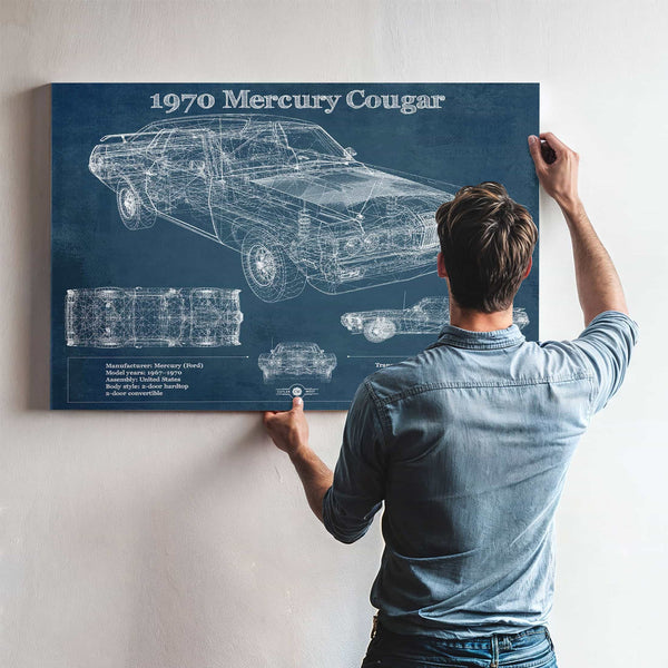 1970 Mercury Cougar Eliminator Blueprint Vintage Auto Print