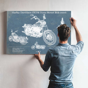 Harley Davidson FXDB Dyna Street Bob 2006 Blueprint Motorcycle Patent Print