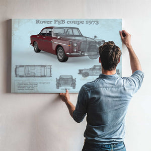 Rover P5b Coupe 1973 Vintage Blueprint Auto Print