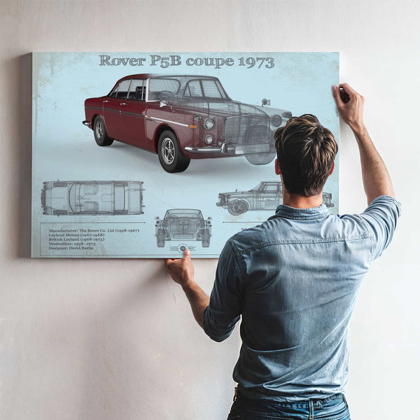 Rover P5b Coupe 1973 Vintage Blueprint Auto Print