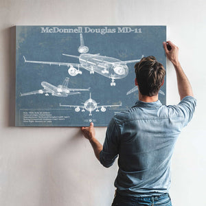 McDonnell Douglas MD-11 Vintage Aviation Blueprint Print