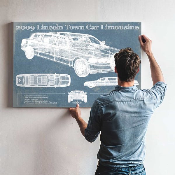 2009 Lincoln Town Car Limousine Vintage Blueprint Auto Print