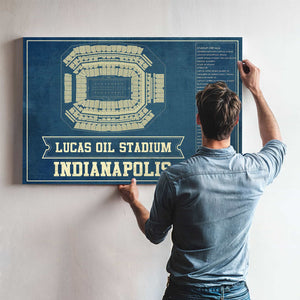 Indianapolis Colts Lucas Oil Stadium Blueprint - Vintage Football Print