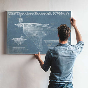 USS Theodore Roosevelt Aircraft Carrier Blueprint Original Military Wall Art