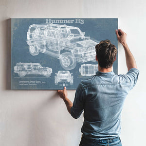 Hummer H3 Vintage Blueprint Auto Print