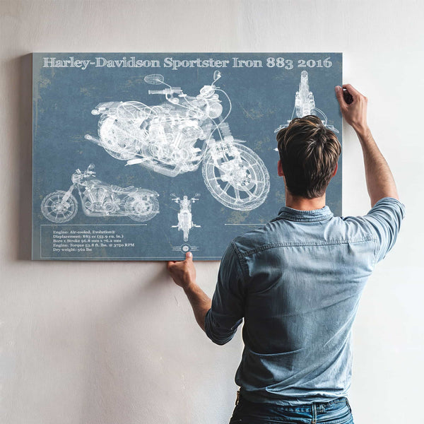 Harley-Davidson Sportster Iron 883 2016 Blueprint Motorcycle Patent Print
