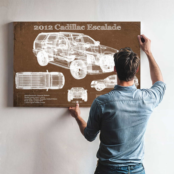 2012 Cadillac Escalade Blueprint Vintage Auto Print