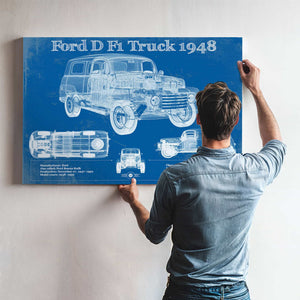 Ford D F1 1948 Truck Vintage Blueprint Auto Print