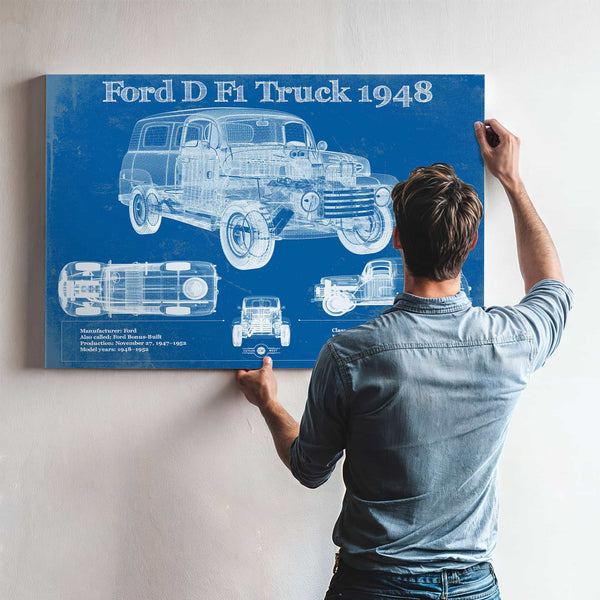 Ford D F1 1948 Truck Vintage Blueprint Auto Print