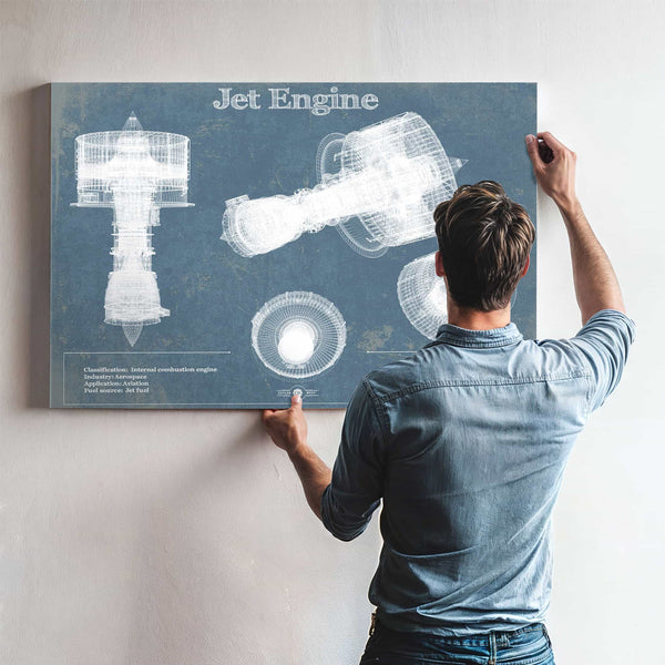Jet Engine Vintage Original Blueprint Print