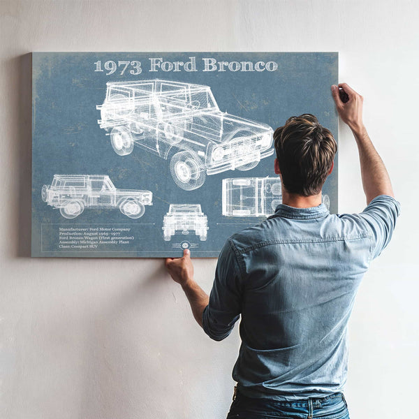 1973 Ford Bronco Vintage Blueprint Auto Print