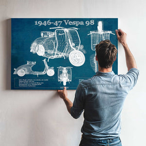 1946-47 Vespa 98 Vintage Blueprint Auto Print
