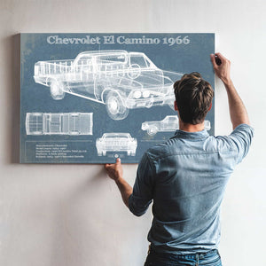 Chevrolet El Camino 1966 Vintage Blueprint Auto Print