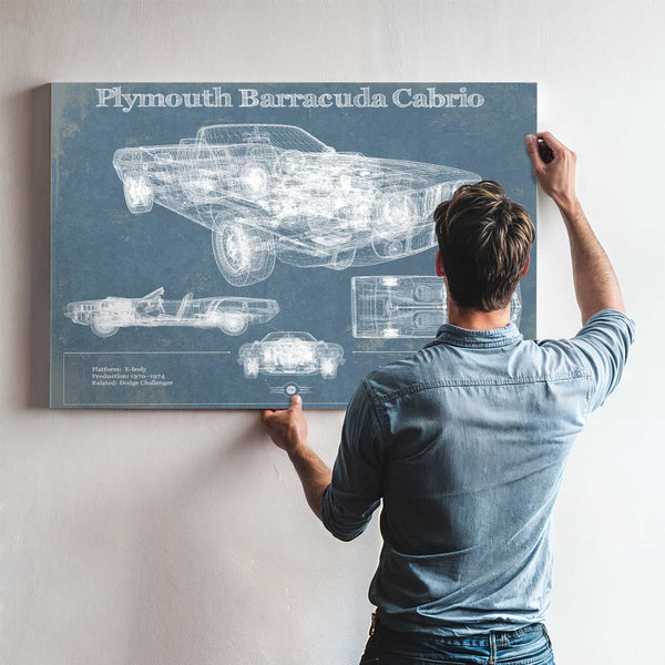 Plymouth Barracuda Cabrio Blueprint Vintage Auto Print