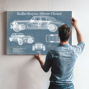Rolls Royce Silver Cloud Vintage Blueprint Auto Print