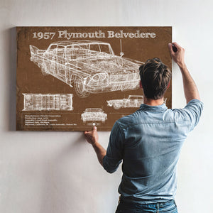 1957 Plymouth Belvedere Vintage Blueprint Auto Print