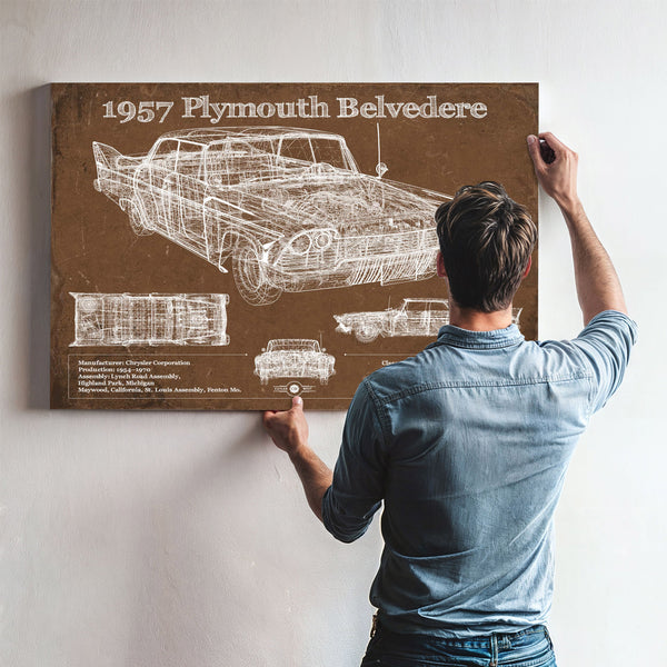 1957 Plymouth Belvedere Vintage Blueprint Auto Print