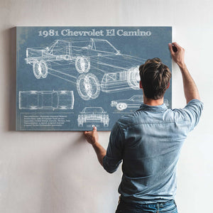 1981 Chevrolet El Camino Vintage Blueprint Auto Print