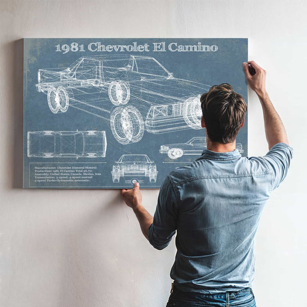 1981 Chevrolet El Camino Vintage Blueprint Auto Print